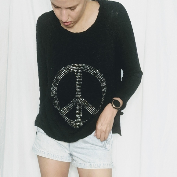Topshop Sweaters - Topshop black peace sign sweater